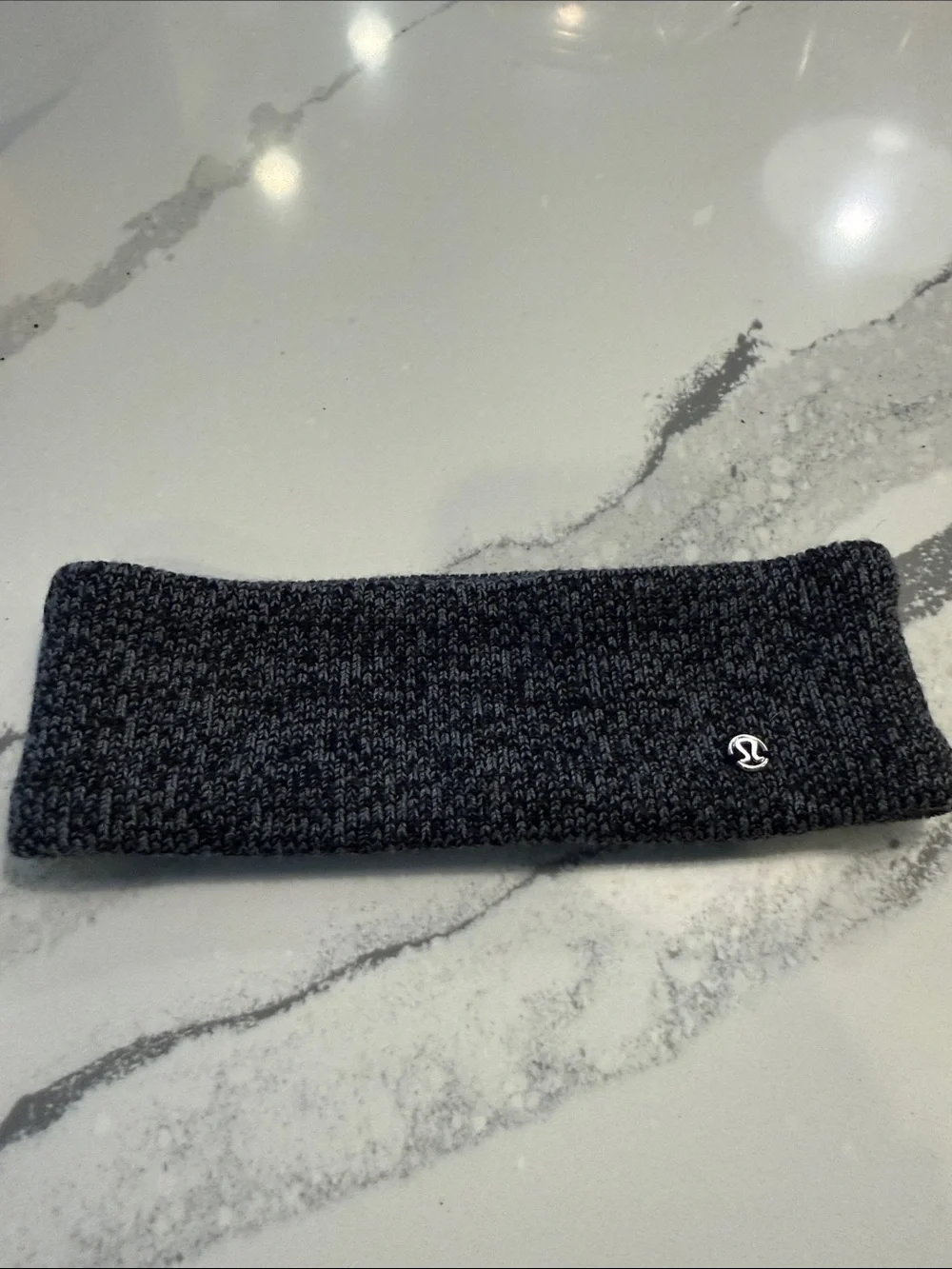 Lululemon Gray & Black Ear Warmer Headband | Silver Logo | Never Worn